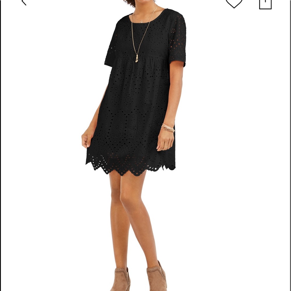 Short Sleeve Eyelet Babydoll Dress
